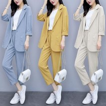 NET RED SMALL SUIT JECKET 여성 빅사이즈 봄 여름 얇은 한국 느슨한 캐주얼 린넨 슈트 정장