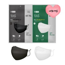 타스 KF94 새부리형 마스크 대형 화이트 블랙 100매입, 화이트 (5매입X20EA), 20개