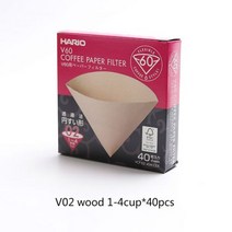 공기 청정기 필터 Hario V60 필터 커피 01 02 카운트 에스프레소 커피 천연 종이 필터 4 컵 바리스타 드립 커피 필터 일본 수입, wood 1-4cup-40pcs