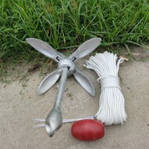 닻 접이식 앙카 보트 카약 낚시보트, 2.5kg(20m로프+플로트+넥타이)