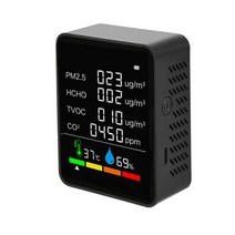 가정용 co2 meter 디지털 온도 습도 테스터 이산화탄소 tvoc hcho detector air quality monitor co2 sensor monitor, 협력사, 유형 1 블랙