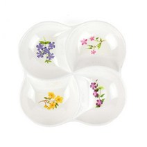 러블리 꽃무늬 사각 나눔 접시 4구 분할 접시 중형, 기본