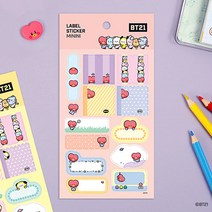 BT21 라벨 스티커 미니니 7종 세트 (치미 타타 슈키 쿠키 코야 알제이 망)