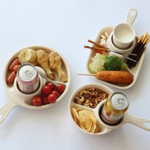 칸칸 원형 사각 손잡이 앞접시 다이어트 유치원 어린이집 식판 국산식기 나눔접시, 원형4칸