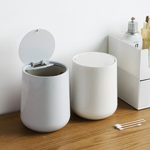 심플 모던 디자인 원터치 가정용 사무실용 탁상 라운드 휴지통, 화이트, 1개