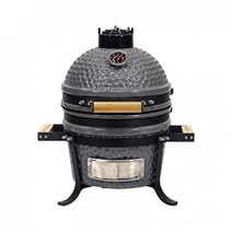 VESSILS 33 8cm(13인치) 카마도 숯 BBQ 그릴 핸들 - 튼튼한 세라믹 바베큐 스모커 및 로스터 내장 온도계 스테인리스 스틸 그레이트 포함, 13 Inch Handle, 회색.