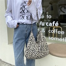 윌리 EB04) 여성 에코백 숄더백 가벼운 심플 호피 패턴 천가방 레오파드 캔버스백