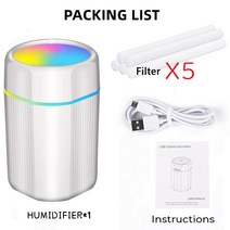팻캐어 공기청정기 살균기 탁상용300ml 가습기 아로마 에센셜 오일 디퓨저 야간 조명 쿨 미스트 침실 홈 자, 07 White FilterX5