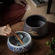 전통문양 청화백자 퇴수기 찻잔세척 다용도 찻사발 티보울 다도용품, 분청사기