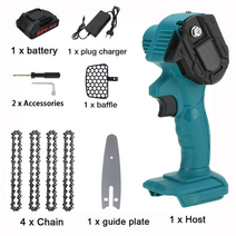 미니전기톱 목공 테이블톱 합판재단기 4 inch 88v mini electric 전기톱 with 충전식 배터리 woodworking pruning garden power, 1-1x배터리-4x 체인