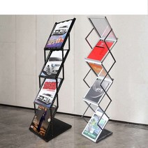 카탈로그 진열대 리플릿꽂이 매거진랙 폴딩 선반 랙, A4 철 데이터 랙 화이트  옥스포드 가방