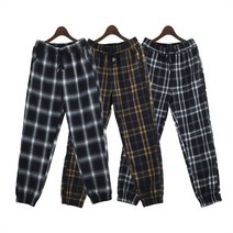 [오노마] ONM 여성 데일리 편한 일자 와이드 체크 조거 밴딩 팬츠