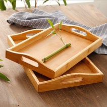 사각 손잡이 우드트레이 카페 대나무 원목 나무 쟁반 카페 트레이 손잡이 나무 우드 원목 쟁반, 2-우드트레이-대, 본상품선택