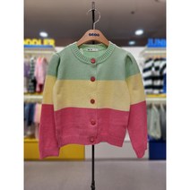 [에스핏 NC엑스코점] 레트로 스타일의 삼단 컬러배색 퍼프소매 니트 가디건 아동 가디건 플라워CA02