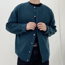 남자 캐시미어 라이크 울 오버핏 라운드 유넥 가디건