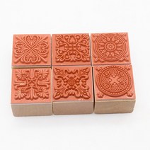 도자기 diy 세라믹 조각 도구 6pcs 광장 엠보싱 스탬프 바로크 만다라 레이스 질감 모델 polimerica 폴리머, 정사각형