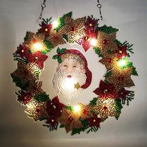 [쿤이네상점] 크리스마스 보석십자수 리스 LED 산타 양말 트리 벽장식 벽걸이 열쇠고리 DIY 세트