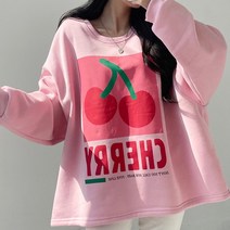 봉시스터즈 왕박스체리맨투맨 여성맨투맨 빅사이즈매투맨 롱맨투맨 박스핏 루즈핏