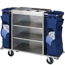 이동식청소카트 룸서비스카트 청소함 정리함 호텔 모텔 쓰레기 자루 마대 바퀴, 05.스테인레스 단면 카트