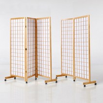 가구야히메 원목 바퀴 병풍 파티션 2color 2size 운치있는 고급 한지파티션, 2단 파티션 화이트