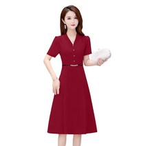 MOSAIRATION 여성 여름 정장원피스 v넥 반팔 미디 원피스 마담원피스 빅사이즈 WZB080412