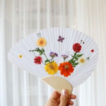 체크스토리 압화부채만들기 부채만들기 만들기세트 교구 공예, 1개, 17.상큼한오렌지-조가비(1세트)