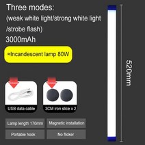 측정 광량 밝기 휴대용 조명측정 측정기 LED 필 라이트 비디오 조명 USB 충전식 사진 조절 플래시 RGB 셀카 램프, White 52cm, Chargable, White cover