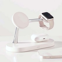 오주주 맥세이프 3in1 무선충전기 거치대, 화이트, 1개