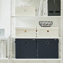 한샘 샘 폴리 수납바스켓 (중) 뚜껑포함 샘책장호환 수납박스 정, 색상:01.샘폴리바스켓(중)크림+(뚜껑)크림