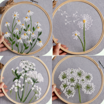 집에서 할 수 있는 취미 나의 첫 프랑스 자수 꽃 야생화 도안 패키지 기초 초보 세트 diy, 민들레