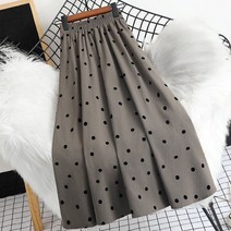 여름 여성 롱스커트 도트 포인트 밴딩 셔링 A라인 데일리 치마 패션 편한 스커트 빅사이즈 B77