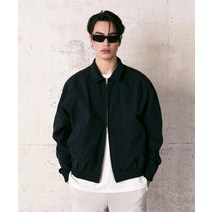 WOOALONG Signature semi-over fit nylon blouson - BLACK