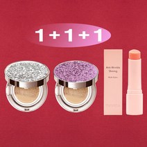 트윙클라 1+1+1 [쿠션+쿠션+멀티밤] [복합 피부 추천] 스타일71 풀 커버 럭셔리 자외선차단 주름개선 미백 앰플 멀티밤 주얼리 쿠션 21호 23호, 1개, 실버다이아글리터21호+바이올렛핑크21호(복합)+멀티밤