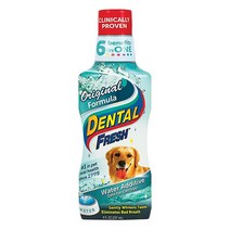 Dental Fresh 물 첨가제 – 강아지용 오리지널 포뮬러 - 임상시험으로 입증됨 - 반려동물 물그릇에 넣어 사용함으로 치아 미백 구취 제거 구강 건강 증진 효과 502., 8 Fl Oz (Pack of 1)