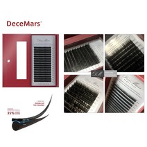 Decemars 속눈썹연장 타원형 납작모 무광 밍크 검정색 16줄 인조 가속눈썹, 1개, 0.20 mm C컬 13 mm