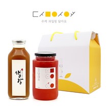 담아요 수제과일청 선물세트(포장무료) 각종답례품 부모님선물 추석명절선물, 1세트, (2구포장)생강청(국산유리병)+자몽청 650g