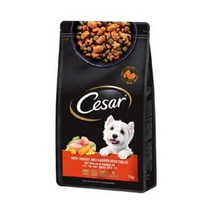 시저 어덜트 소 애견용 연어맛이 곁들여진 최상급 쇠고기 사료, 01 칠면조, 1kg, 6개