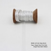 띠지 5 메터몫 멀티 컬러 도트 프린트 Grosgrain 리본 스위스 새틴 DIY 선물 공예 포장 6 미리메터 9 38, [43] 6mm Satin White