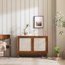 [★즉시할인★]장인가구 카르덴 라탄 원목 다용도 거실장 수납장, 수납장1000/월넛브라운