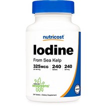 nutricost iodine 바다 다시마에서 추출한 천연 요오드 325mcg 240정 - non-gmo 글루텐 프리 멀티비타민