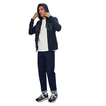 GAP 남성용 로고 후드 풀 지퍼 스웨트셔츠 태피스트리 네이비