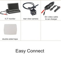 어라운드뷰 kit 4 3quot foldabl tft lcd car monitor 차량 후면 reverse backup car camera parking 후방 카메라, 쉬운 연결