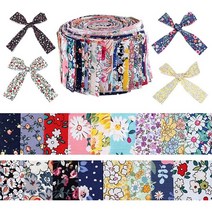 Yoption 36피스 젤리 면 원단 패치워크 롤 6.4cm(2.55인치) 롤업 일본 스타일 퀼팅 스트립 퀼트 바느질 DIY 공예용 공예 용품 스크랩북 천236748, Floral
