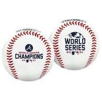 Rawlings | 공식 2021 월드 시리즈 챔피언 애틀랜타 브레이브스 기념 야구 게임 점수 에디션 449982, White Vinyl, 1개