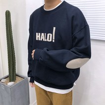 애드매이브 겨울 기모 할로 자수 골덴패치 오버핏 맨투맨 2color
