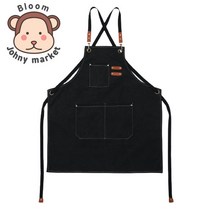 블룸 캔버스 청 데님 앞치마, 블랙