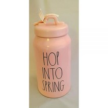 Rae Dunn HOP INTO SPRING 핑크 세라믹 통. 22.9cm. 418967