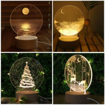 아크릴 무드등 수면등 취침등 수유등 달 크리스마스 트리 사슴 아이방 거실 탁상 만들기, 트리-대