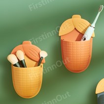 욕실 벽선반 화장실 코너 선반 거치대 벽걸이 빗 수납함 세면대 치약 칫솔통, 오렌지+옐로우