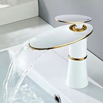 수림바스 라운드 폭포수 원홀 세면수전 세면대 골드 화이트 블랙 무광실버 욕실수전 수전교체 수도꼭지, 올블랙